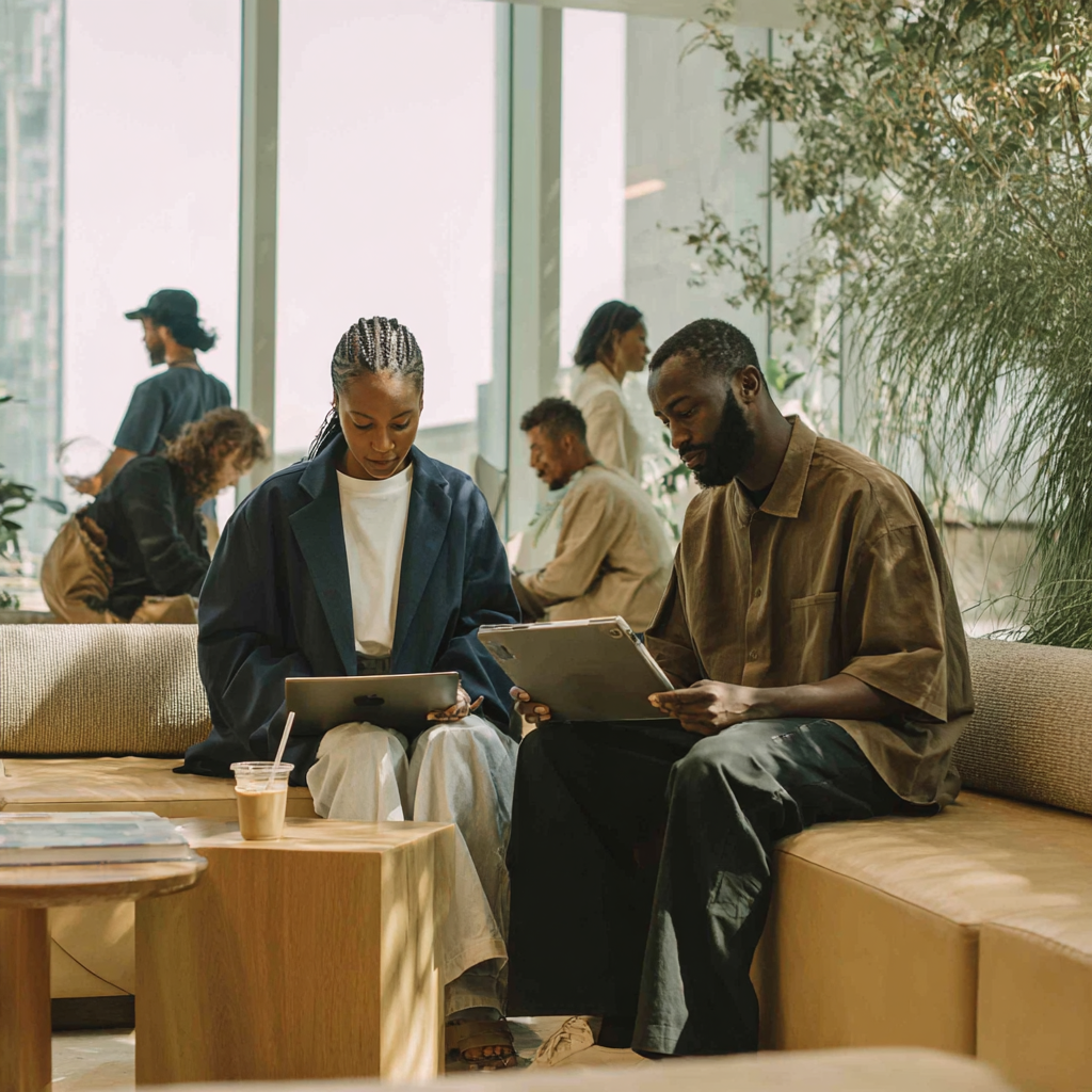 Modern shared workspace lounge