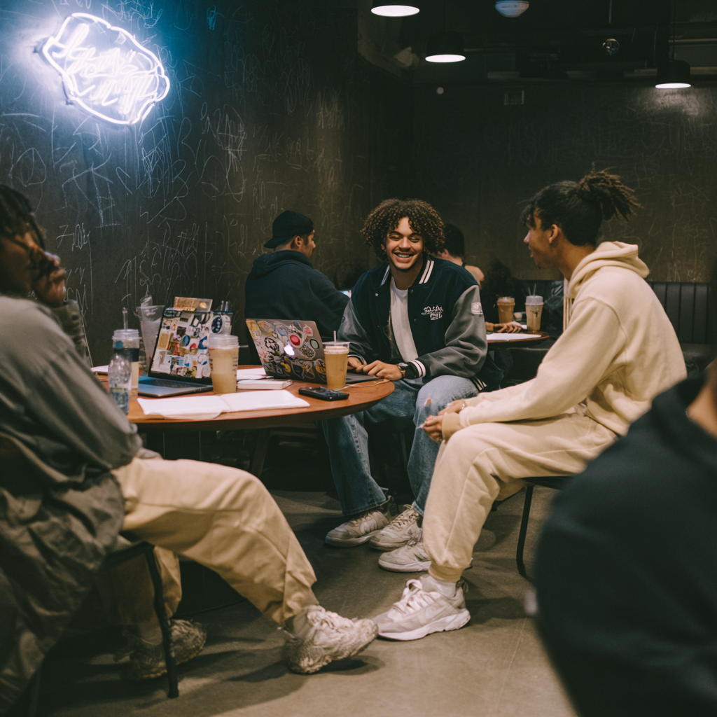 Members working together in a communal coworking lounge